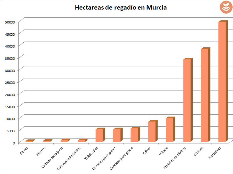 Hectáreas de regadío en Murcia
