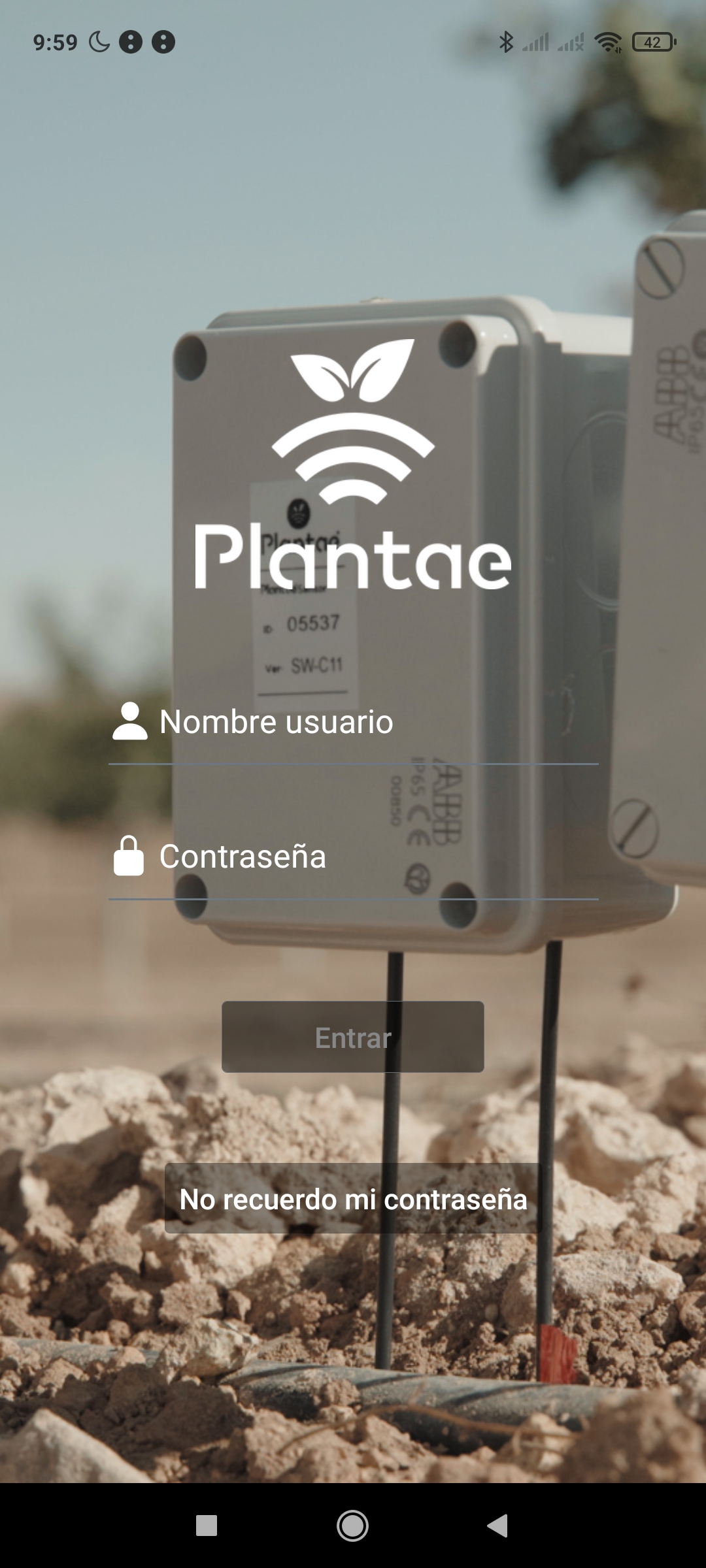 App Plantae manager inicio