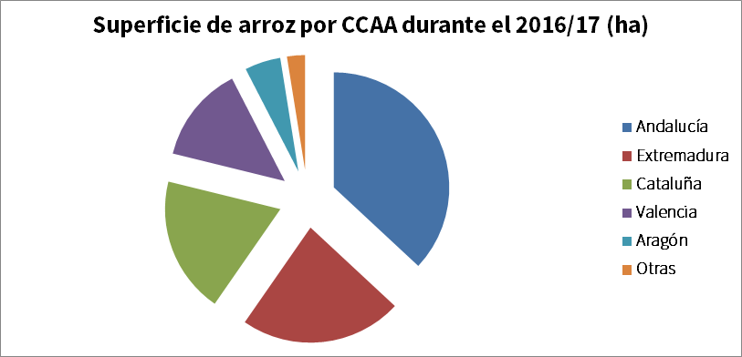Arroz en España-Cultivo en CCAA