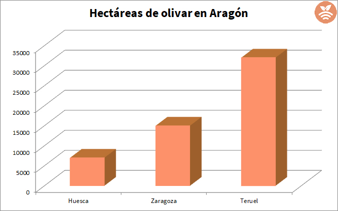 Hectáreas de olivar en Aragón