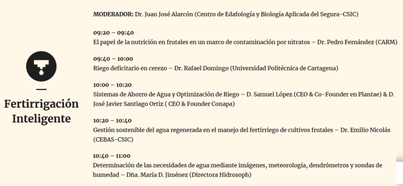 Programa de congreso de fruta de hueso en Murcia