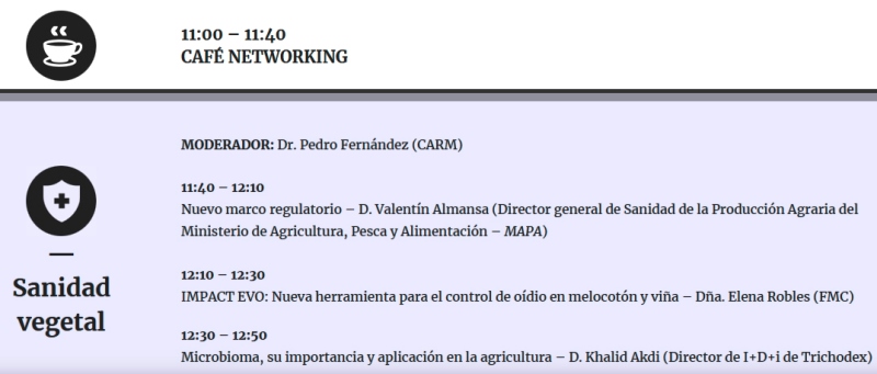 Programa de congreso de fruta de hueso en Murcia